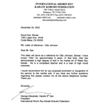 Letter of Recommendation for Promotion, from Hanshi George Alexander