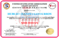 Certificate Hubert 'Sandy' Sanderson